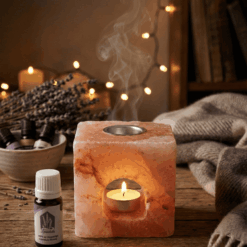 Himalája Sómécses aroma diffúzor kocka 1,5kg levendula illóolajjal és ajándék mécsessel
